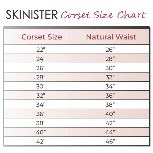 Corset Size Charts